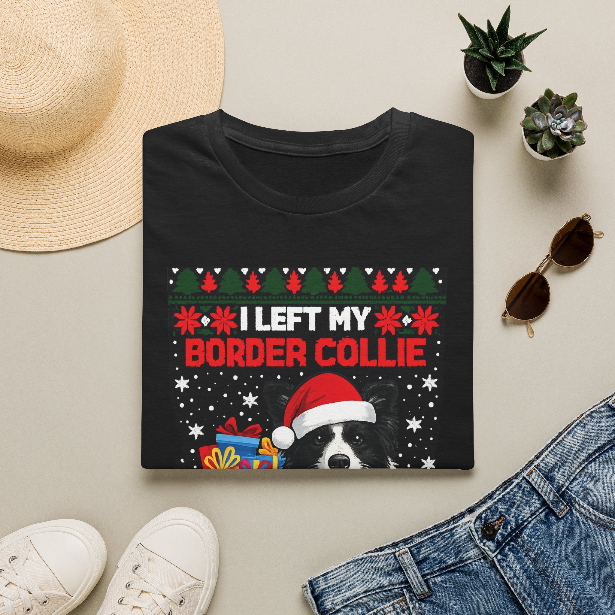 I Left My Border Collie to Be Here Christmas T-Shirt