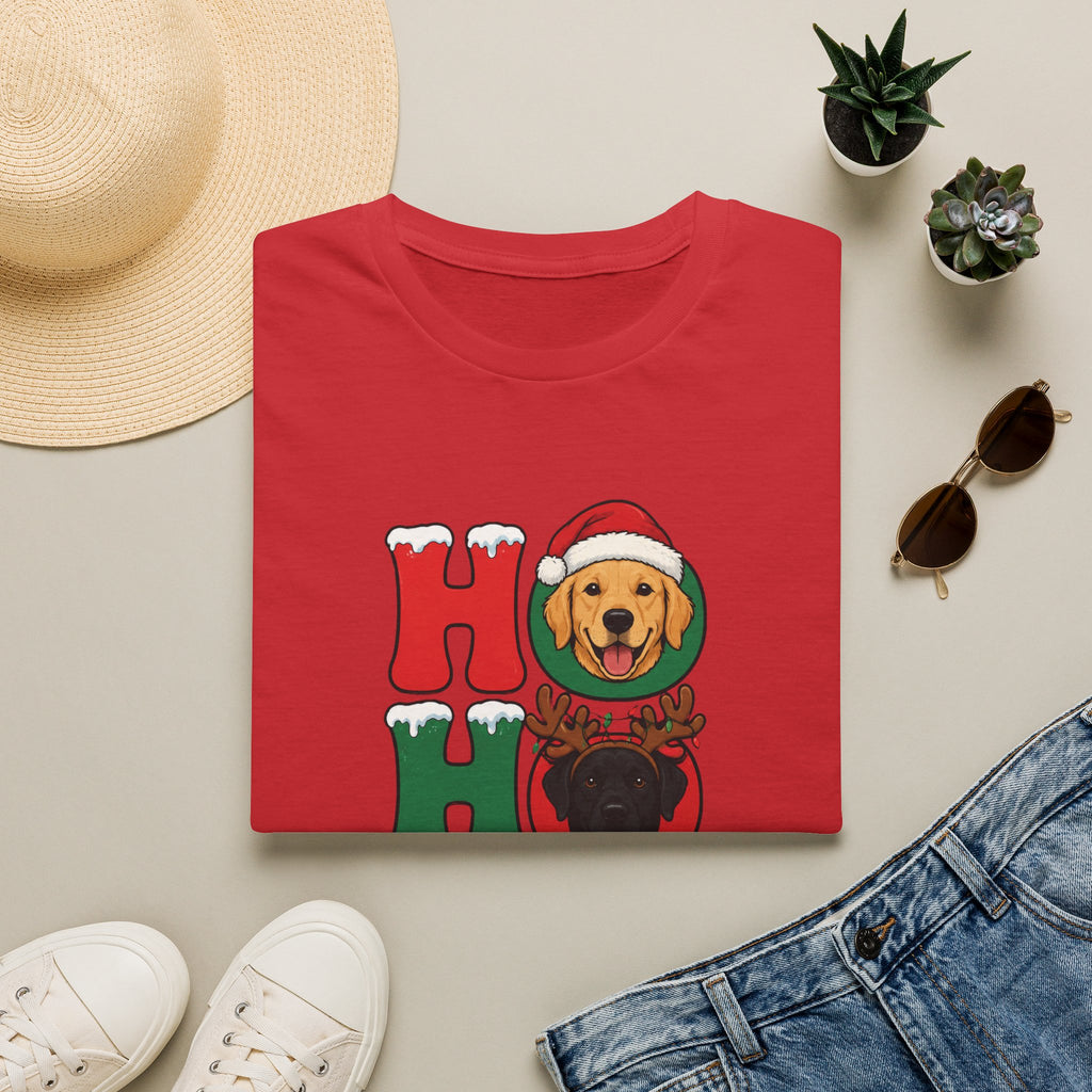 Christmas 'Ho Ho Ho' Dog T-Shirt — Festive Labrador, Pug & Frenchie Holiday Tee