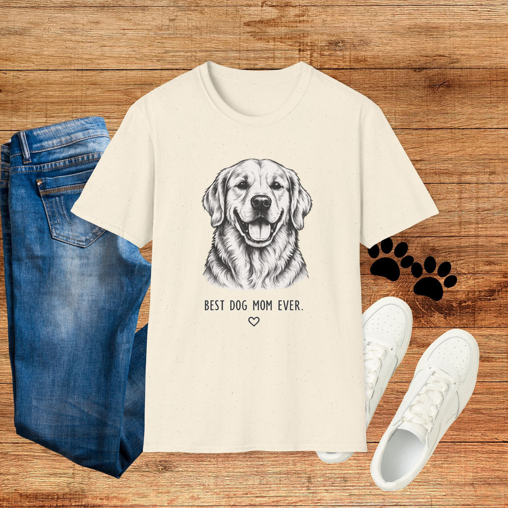 Dog Mom T‑Shirt — 'Best Dog Mom Ever' Golden Retriever Tee