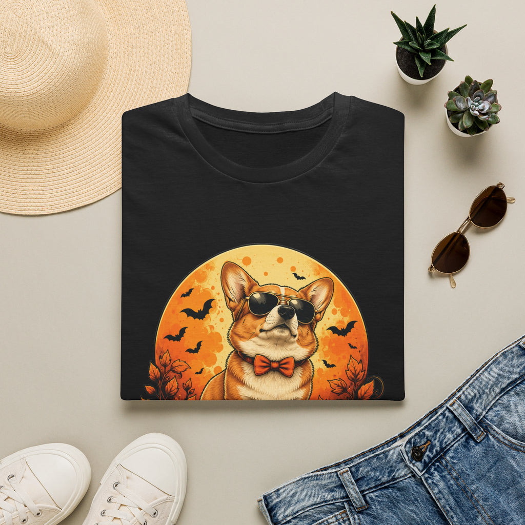 Halloween Corgi Tee — Cool Sunglasses Dog on Pumpkin Graphic T-Shirt
