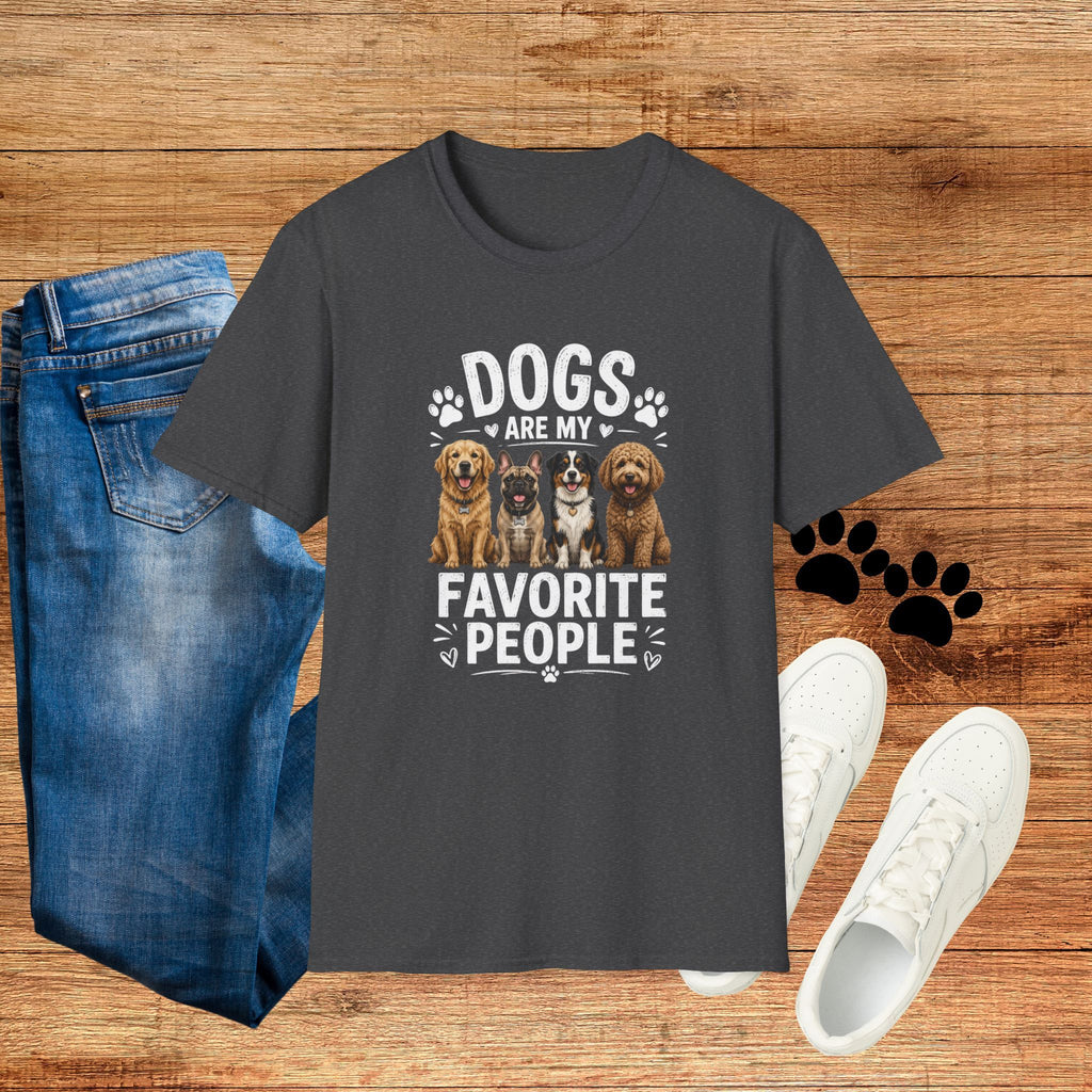 Dogs Are My Favorite People Cute Paw Print Dog Lover Tee