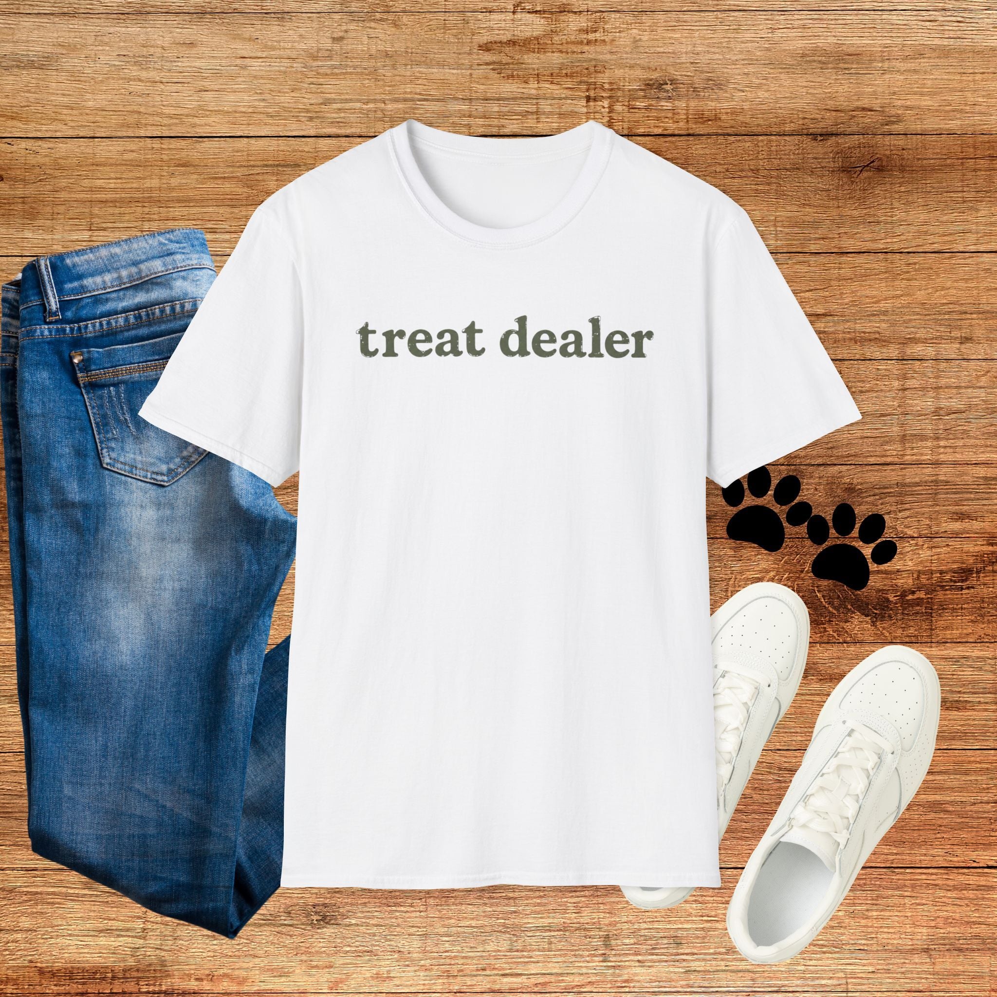 T-Shirt — "treat dealer" Minimalist Graphic Tee for Parents & Pet Lovers