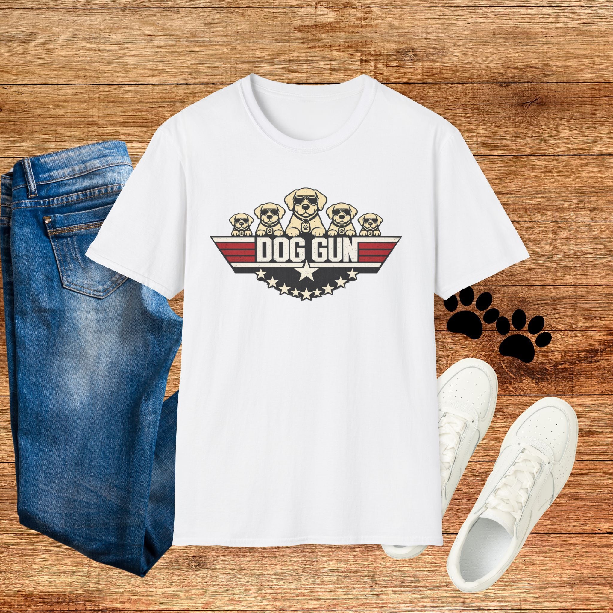 Dog Gun T-Shirt — Retro Patriotic Puppy Graphic Tee