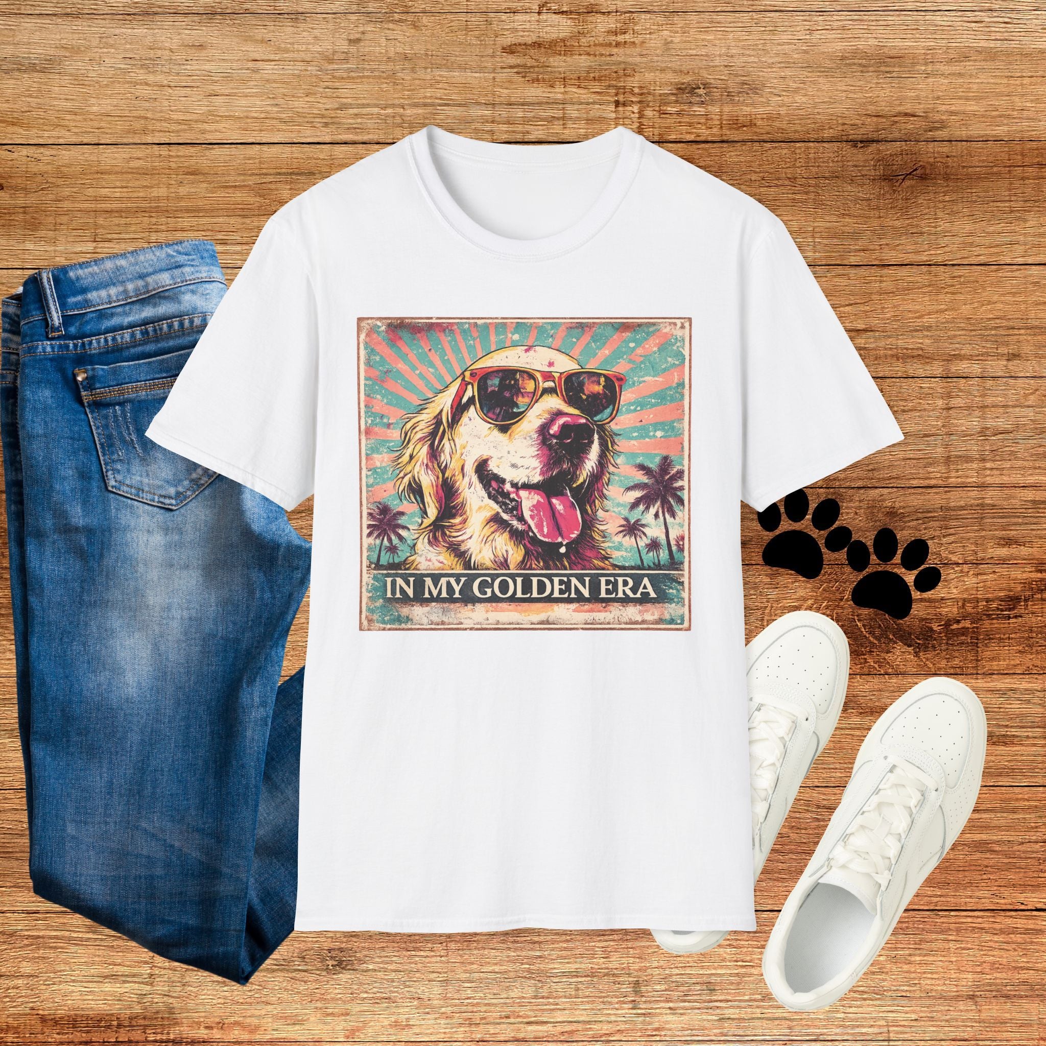 Golden Retriever Retro Tee — "In My Golden Era" Graphic T-Shirt