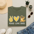 Peace Love Dogs T-Shirt – Cute Golden Retriever Graphic Tee