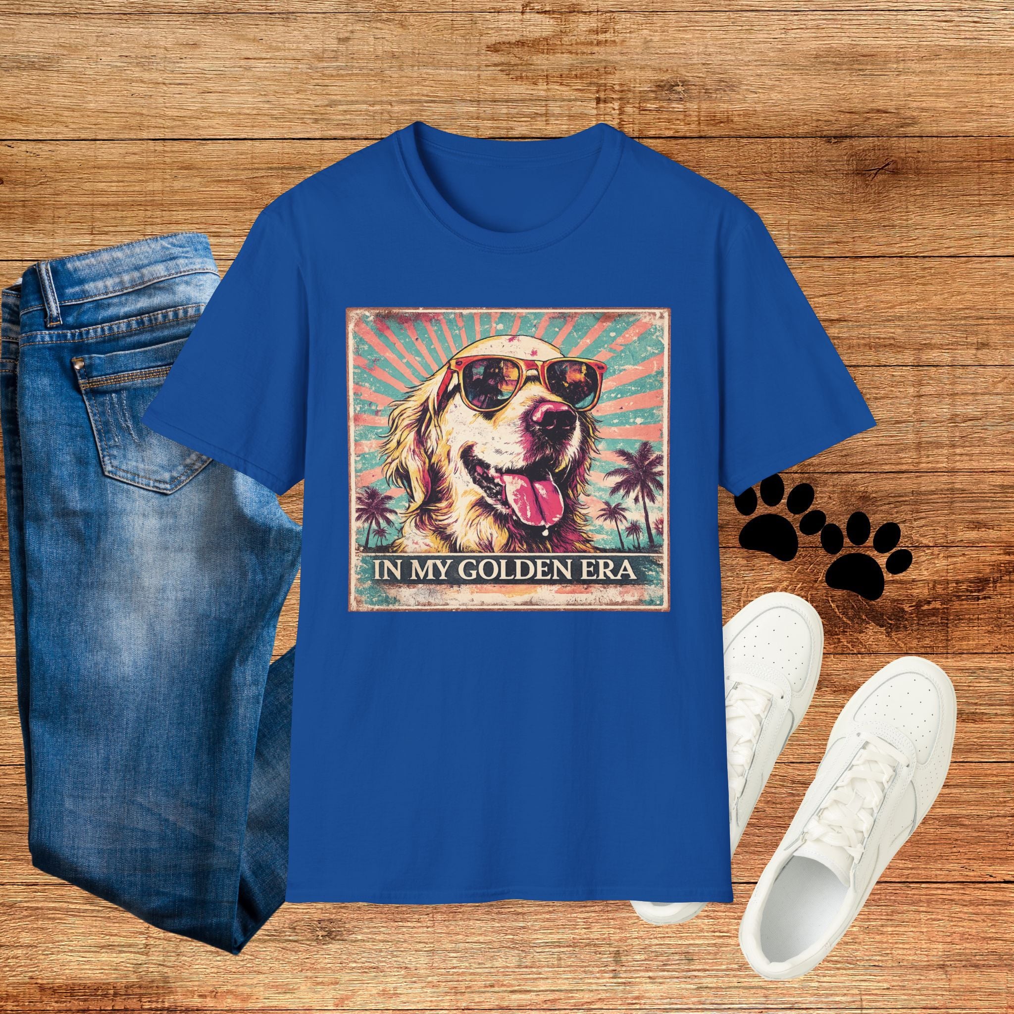 Golden Retriever Retro Tee — "In My Golden Era" Graphic T-Shirt