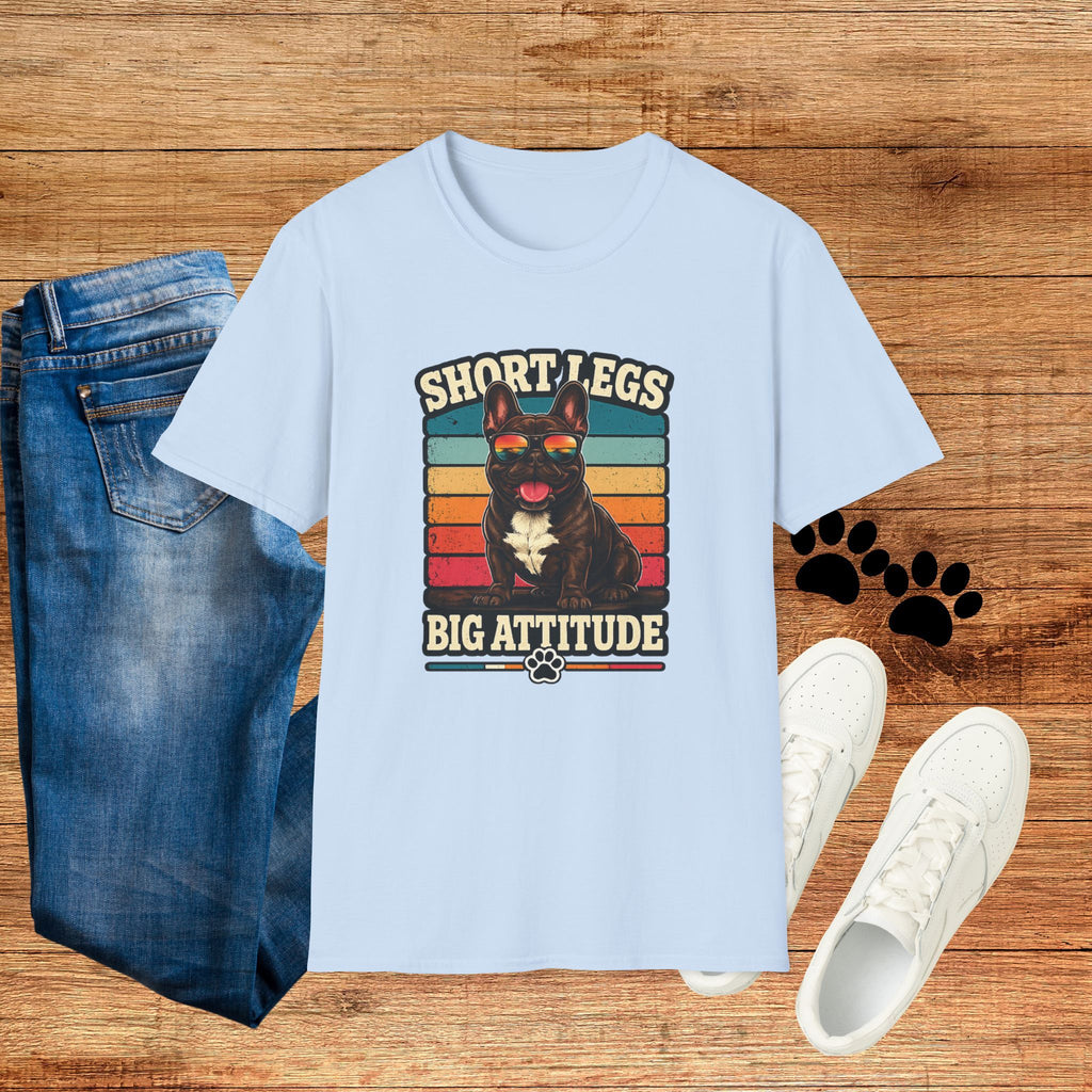 Short Legs Big Attitude T-Shirt — Retro French Bulldog Graphic Tee