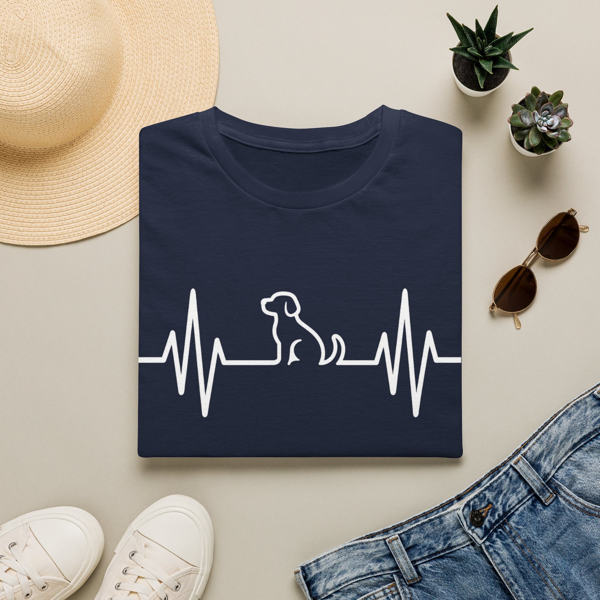 Dog Heartbeat T-Shirt — Paw Print ECG Design for Dog Lovers