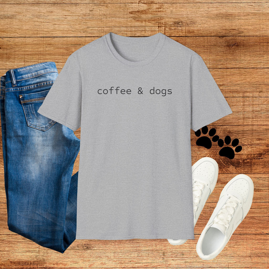 Coffee & Dogs T-Shirt — Minimalist Dog Lover Tee