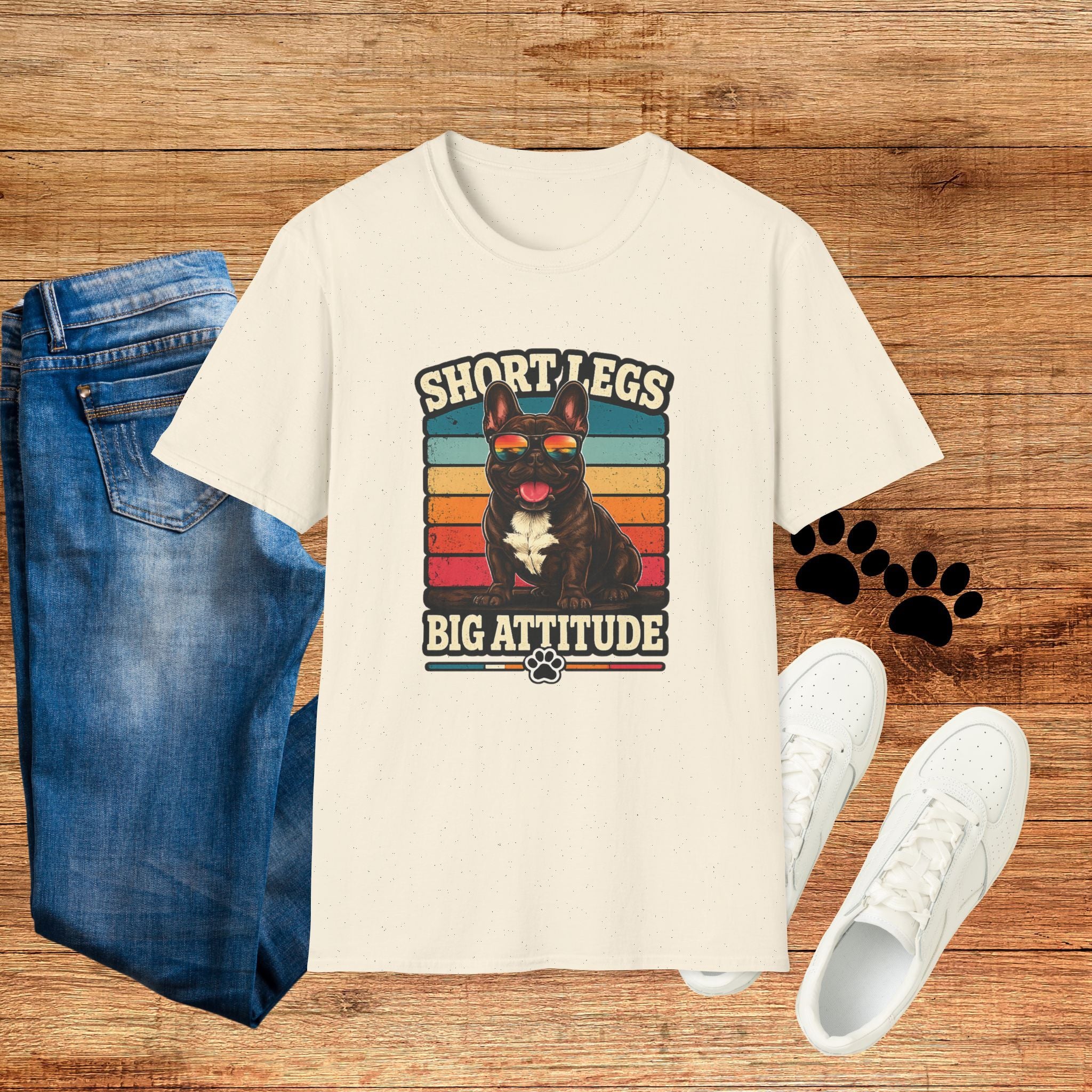 Short Legs Big Attitude T-Shirt — Retro French Bulldog Graphic Tee
