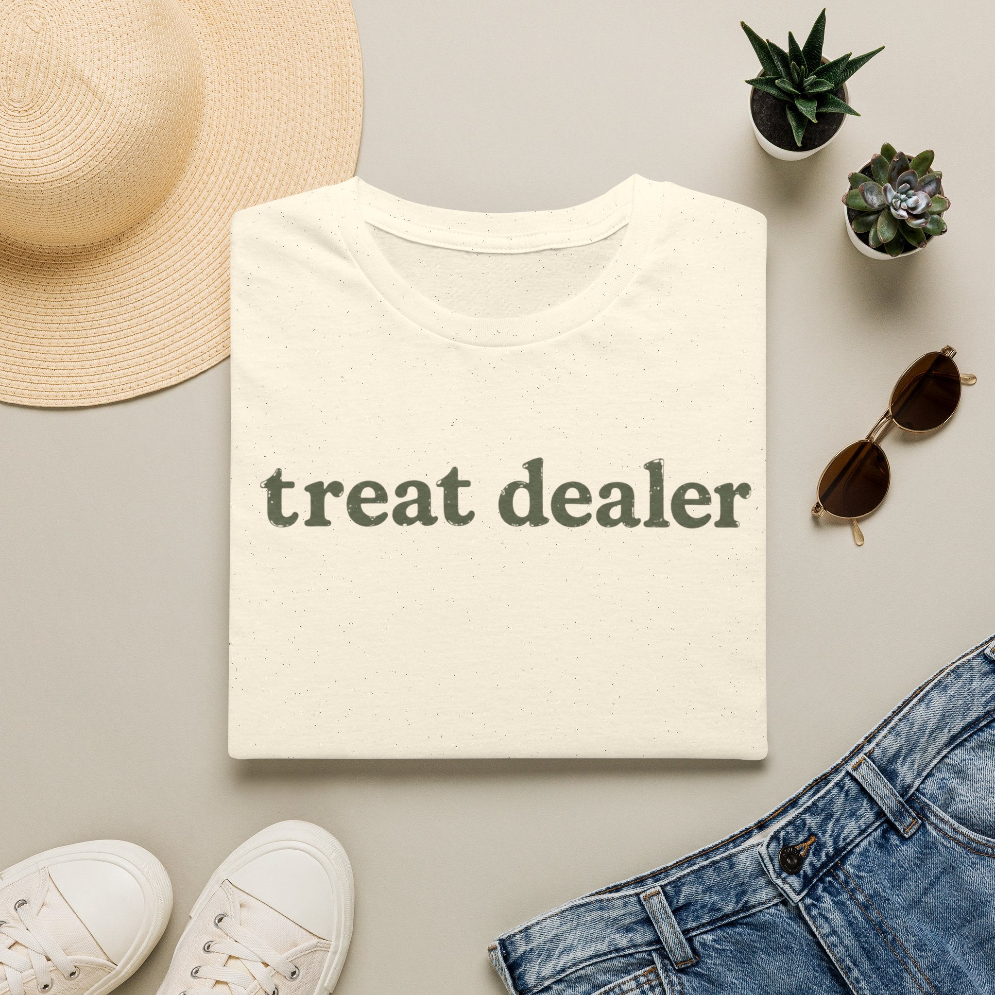 T-Shirt — "treat dealer" Minimalist Graphic Tee for Parents & Pet Lovers