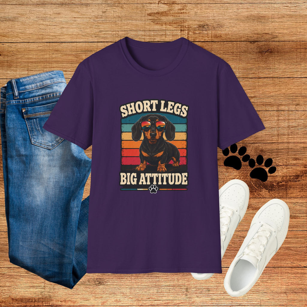 Short Legs Big Attitude T-Shirt — Retro Dachshund Graphic Tee