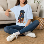 Patriotic Fireworks Dog T-Shirt — American Flag Labrador Graphic Tee