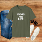 Dogs Are Life T‑Shirt — Bold Text Graphic Tee for Dog Lovers