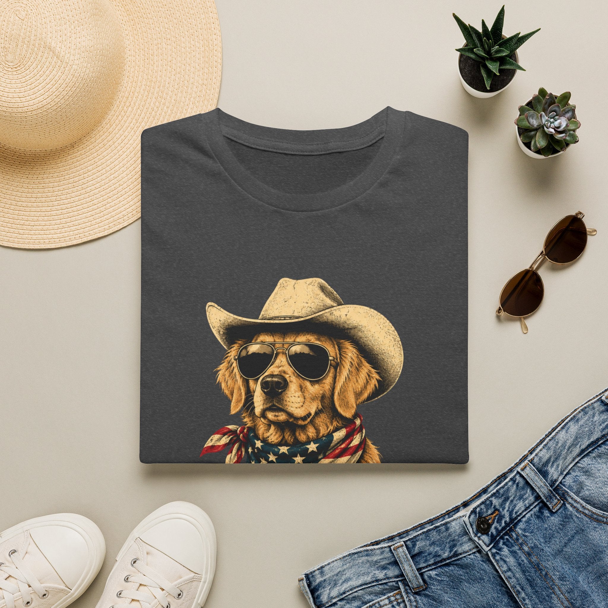 'Merica Dog T-Shirt — Patriotic Cowboy Golden Retriever Tee