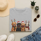Christmas Dogs T-Shirt — Festive Puppies with Santa Hats & Reindeer Antlers