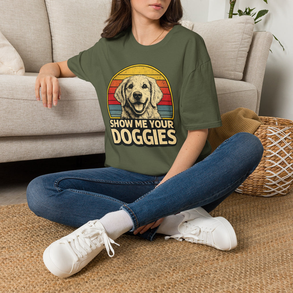 Retro "Show Me Your Doggies" Golden Retriever Tee