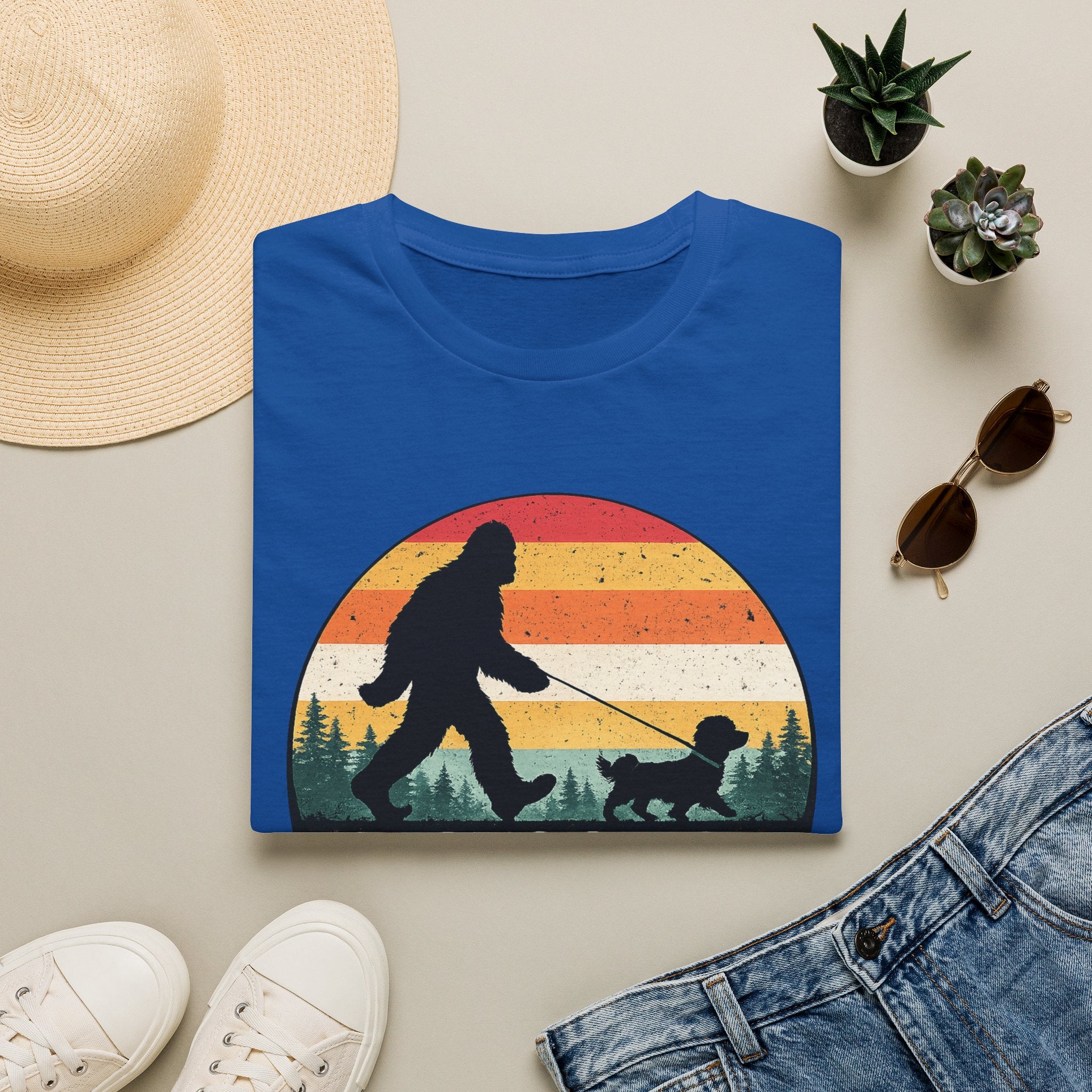 Bigfoot's Best Friend Retro Sunset Tee