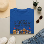 Dogs Make Me Happy Cute Paw Hearts Graphic Tee
