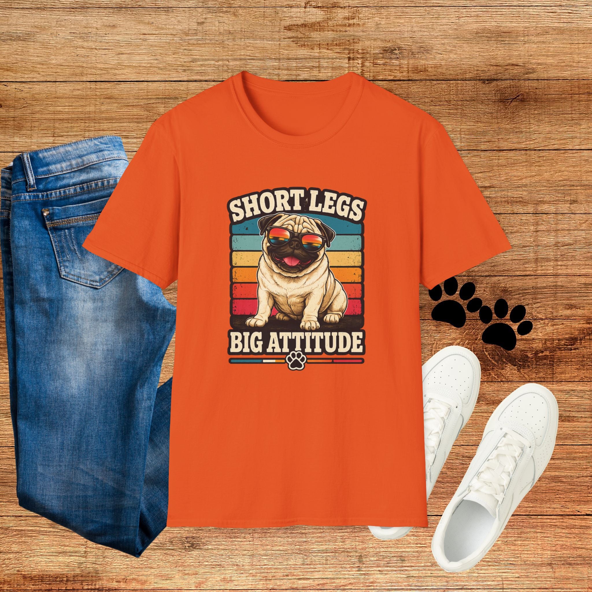 Pug T-Shirt — Short Legs, Big Attitude Retro Dog Tee