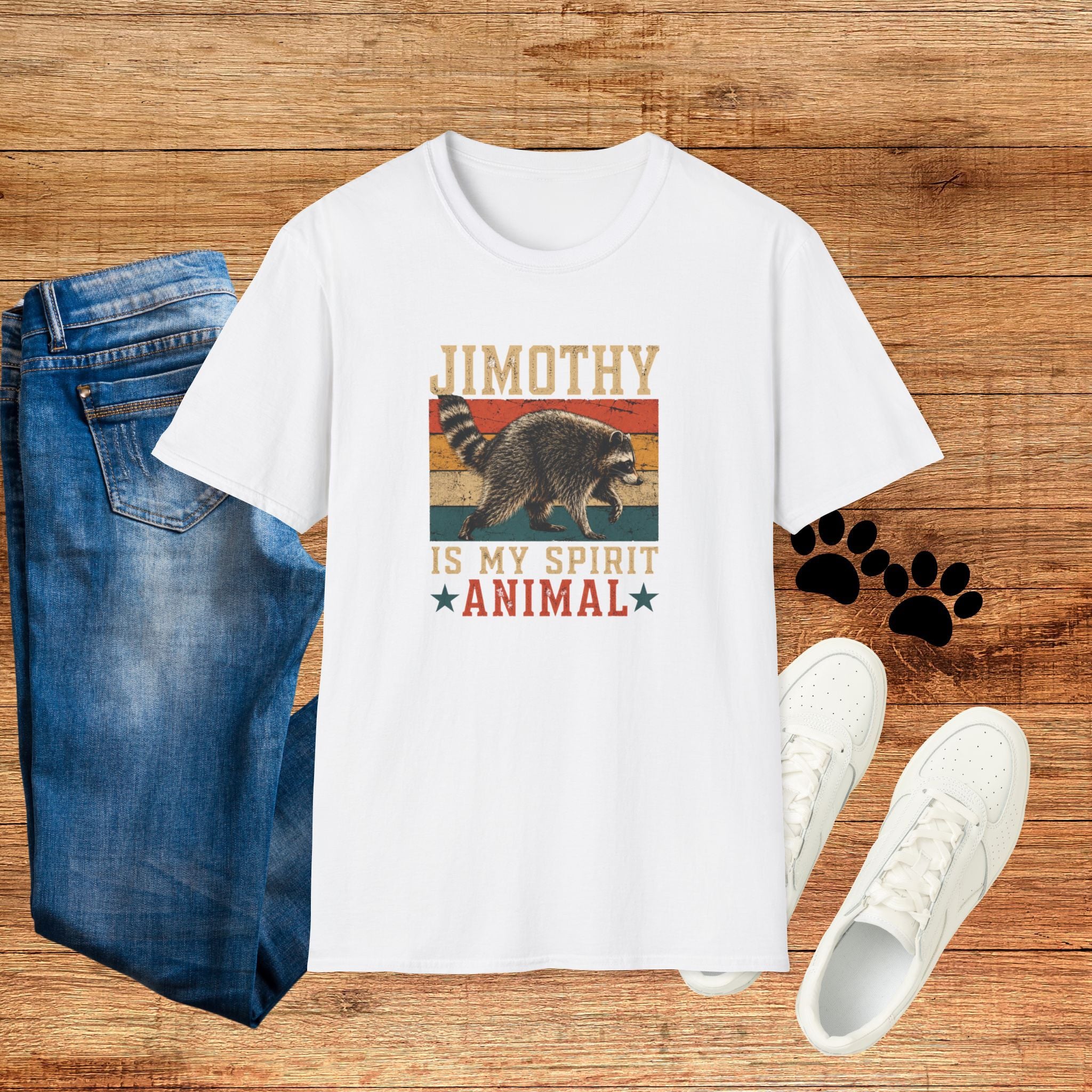 Jimothy Is My Spirit Animal Retro Tee Raccoon