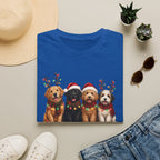 Christmas Dogs T-Shirt — Festive Puppies with Santa Hats & Reindeer Antlers