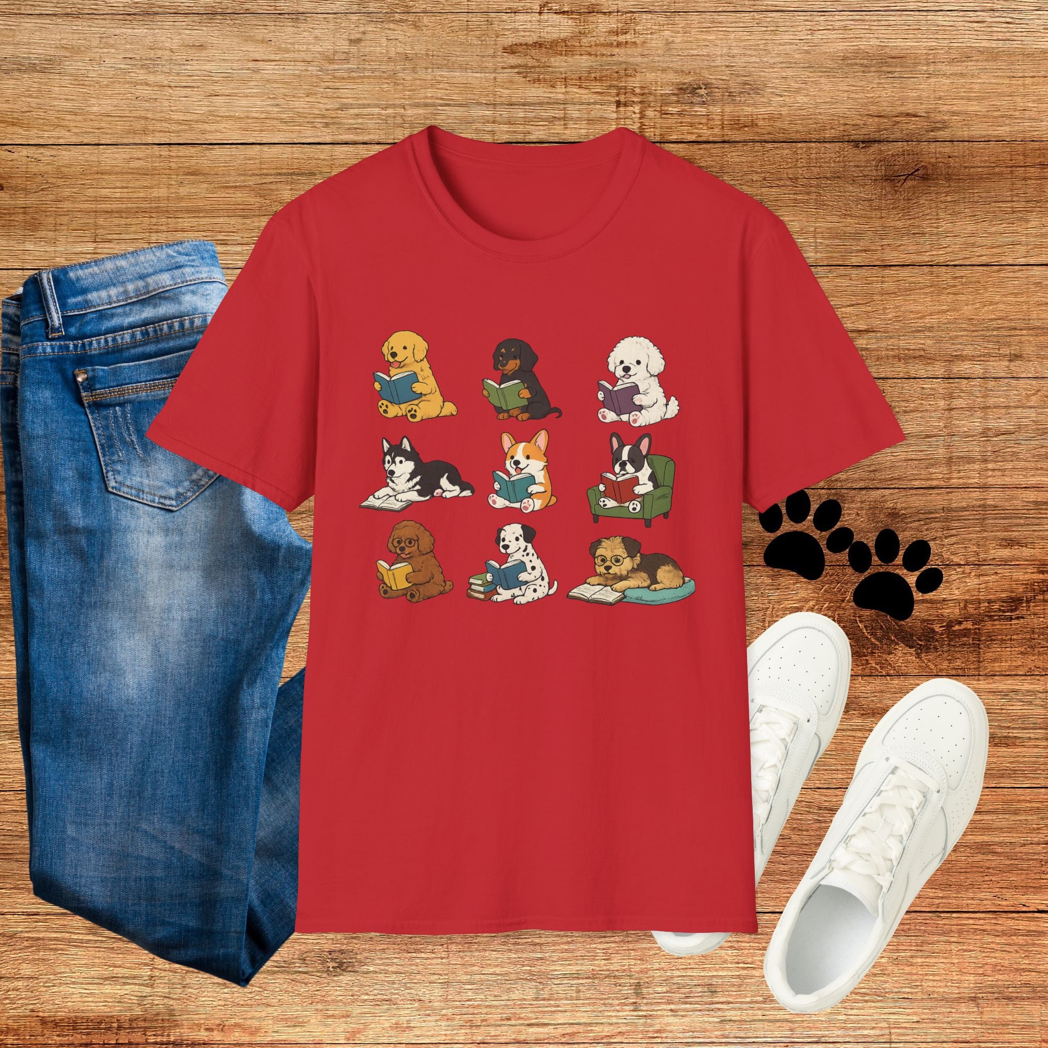 Reading Dogs T-Shirt — Cute Puppy Book Club Graphic Tee