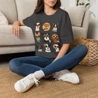 Cute Dog Faces T-Shirt — Grid of Cartoon Puppies Graphic Tee