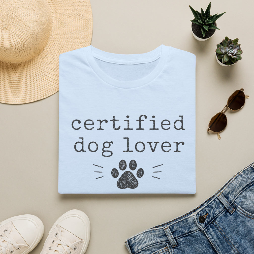 Certified Dog Lover T-Shirt — Paw Print Graphic Tee for Pet Owners