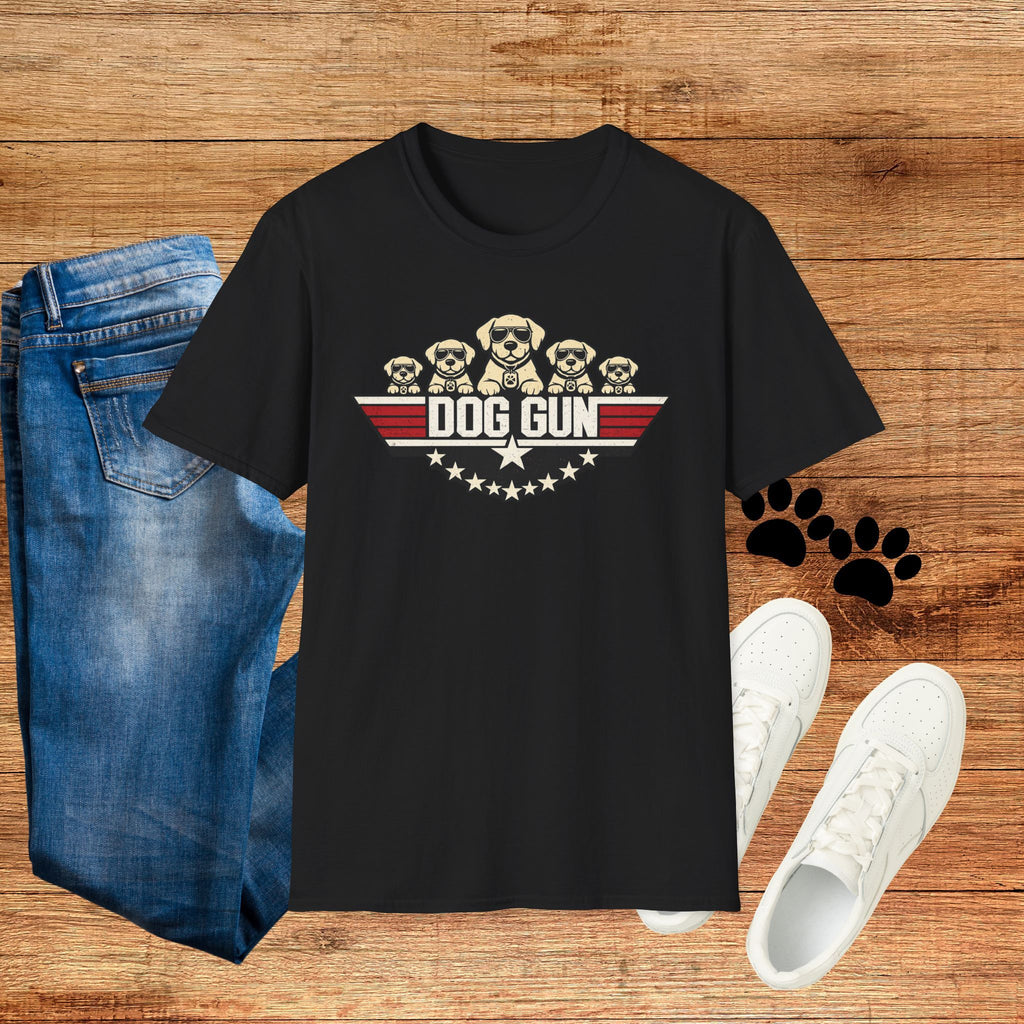 Dog Gun T-Shirt — Retro Patriotic Puppy Graphic Tee