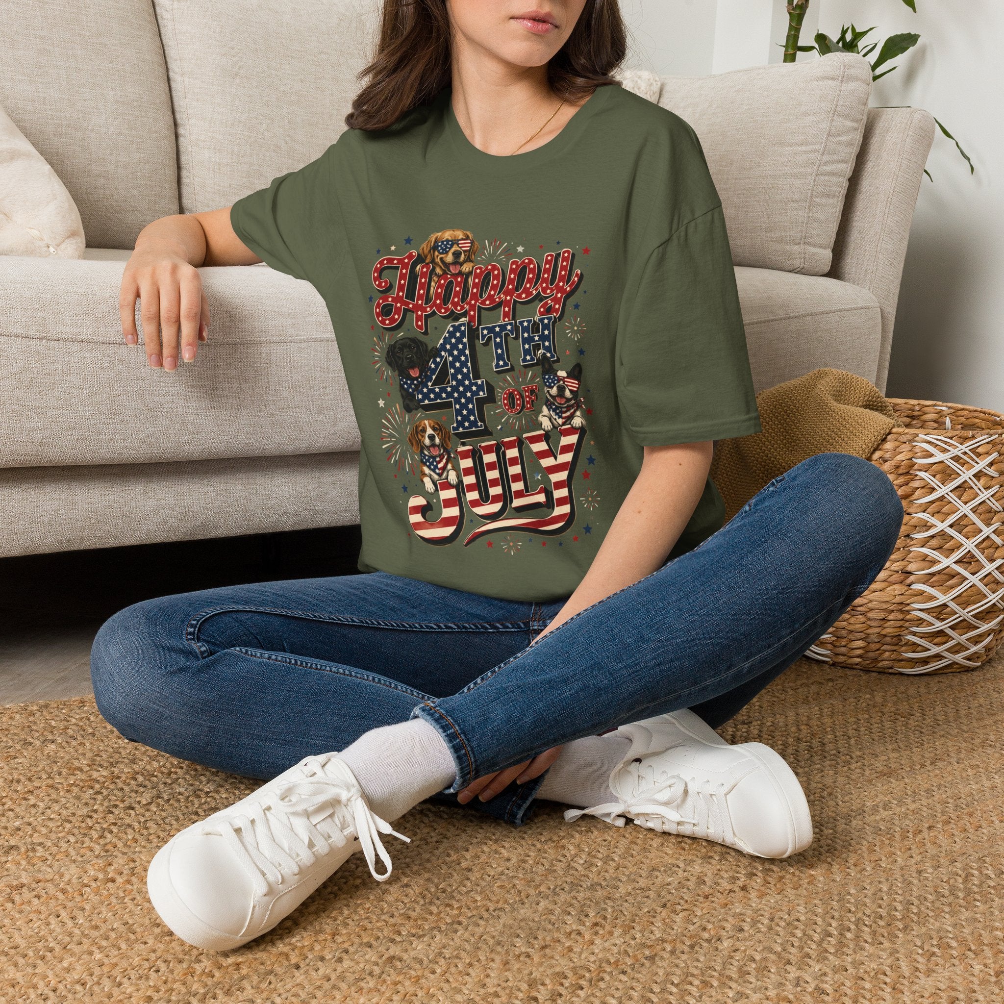 4th of July Dog T-Shirt — "Happy 4th of July" Patriotic Pet Tee