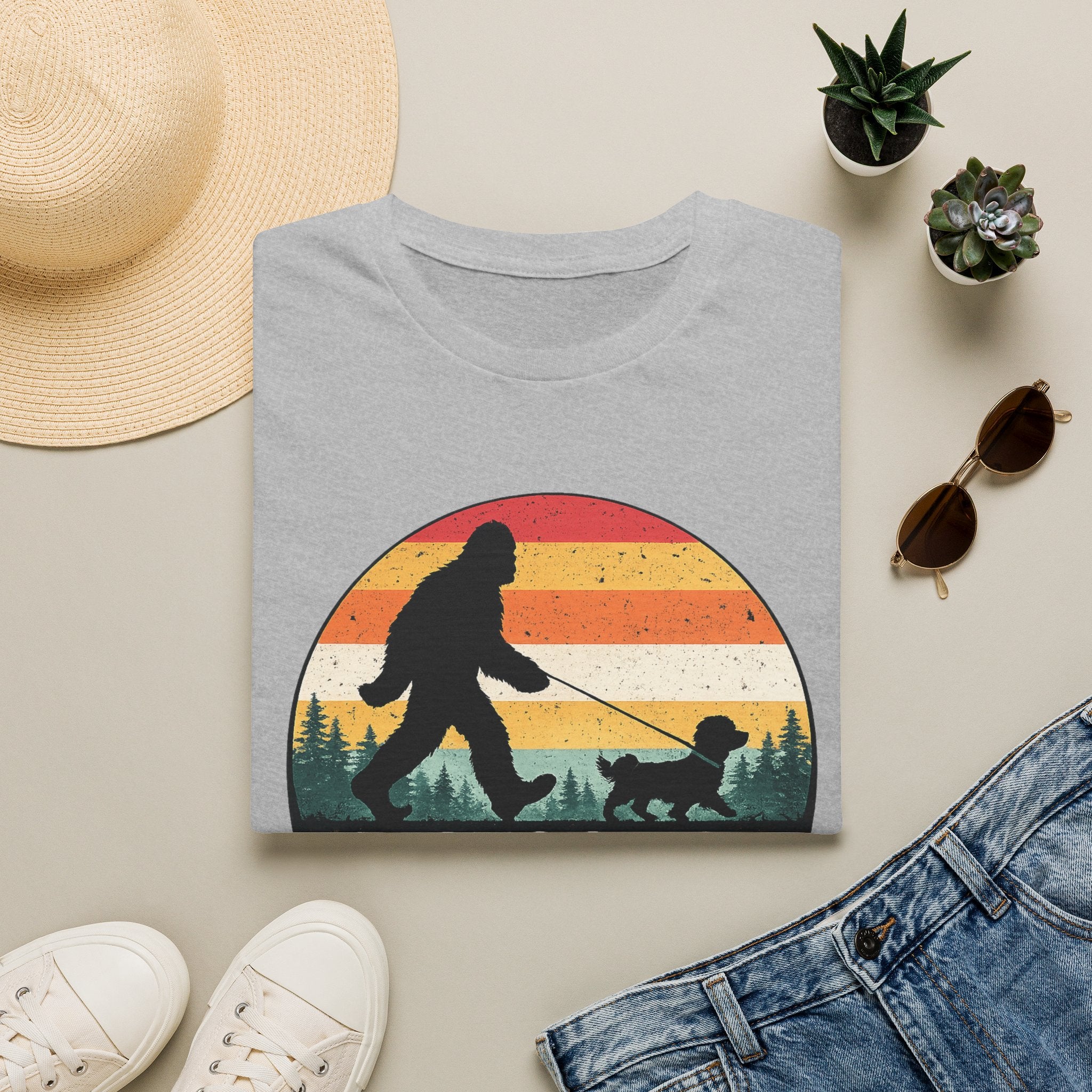 Bigfoot's Best Friend Retro Sunset Tee