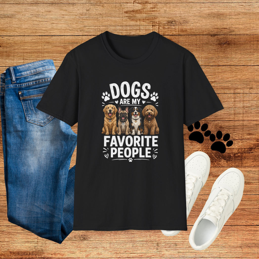 Dogs Are My Favorite People Cute Paw Print Dog Lover Tee