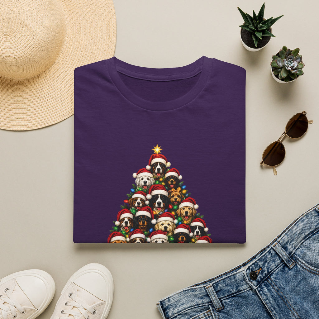 Christmas Dog Tree T-Shirt — Cute Holiday Puppies Pyramid Graphic Tee