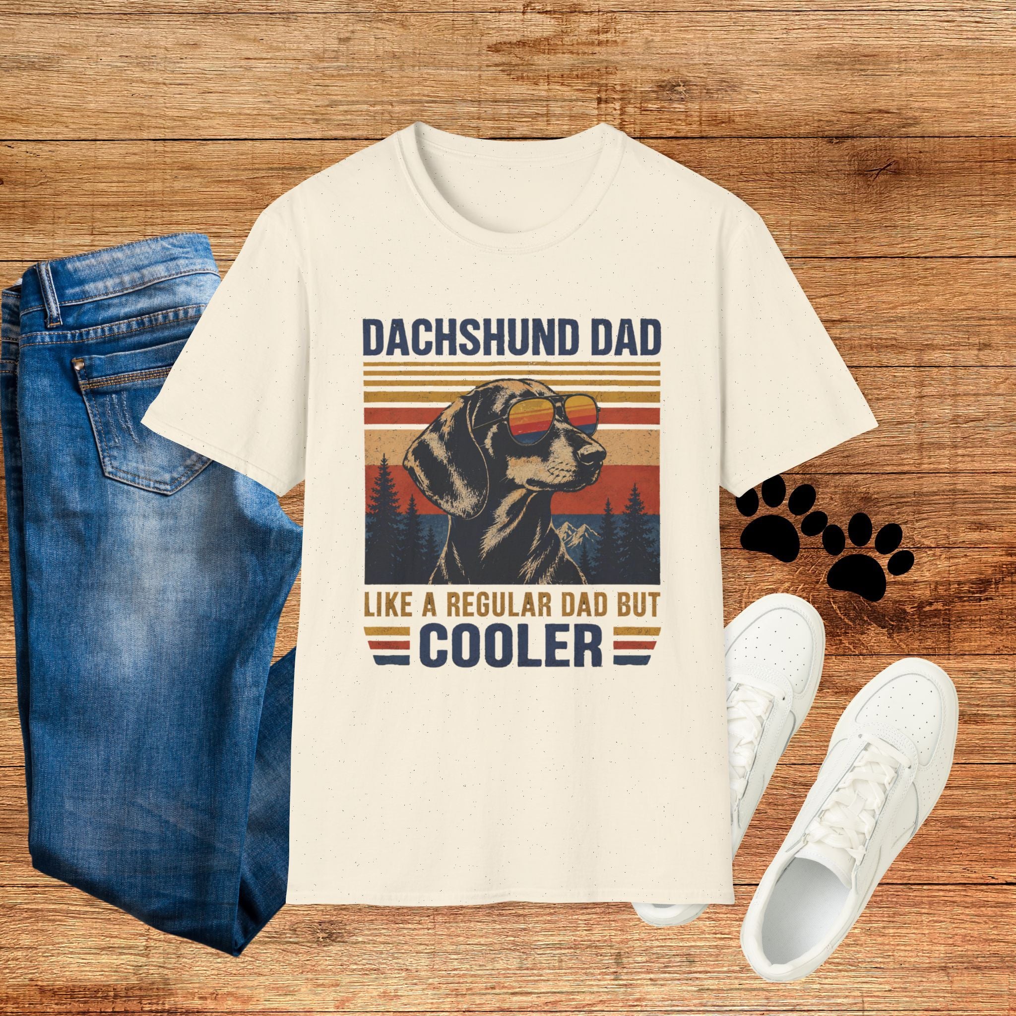 Dachshund Dad T-Shirt — Retro Sunglasses Sausage Dog Tee