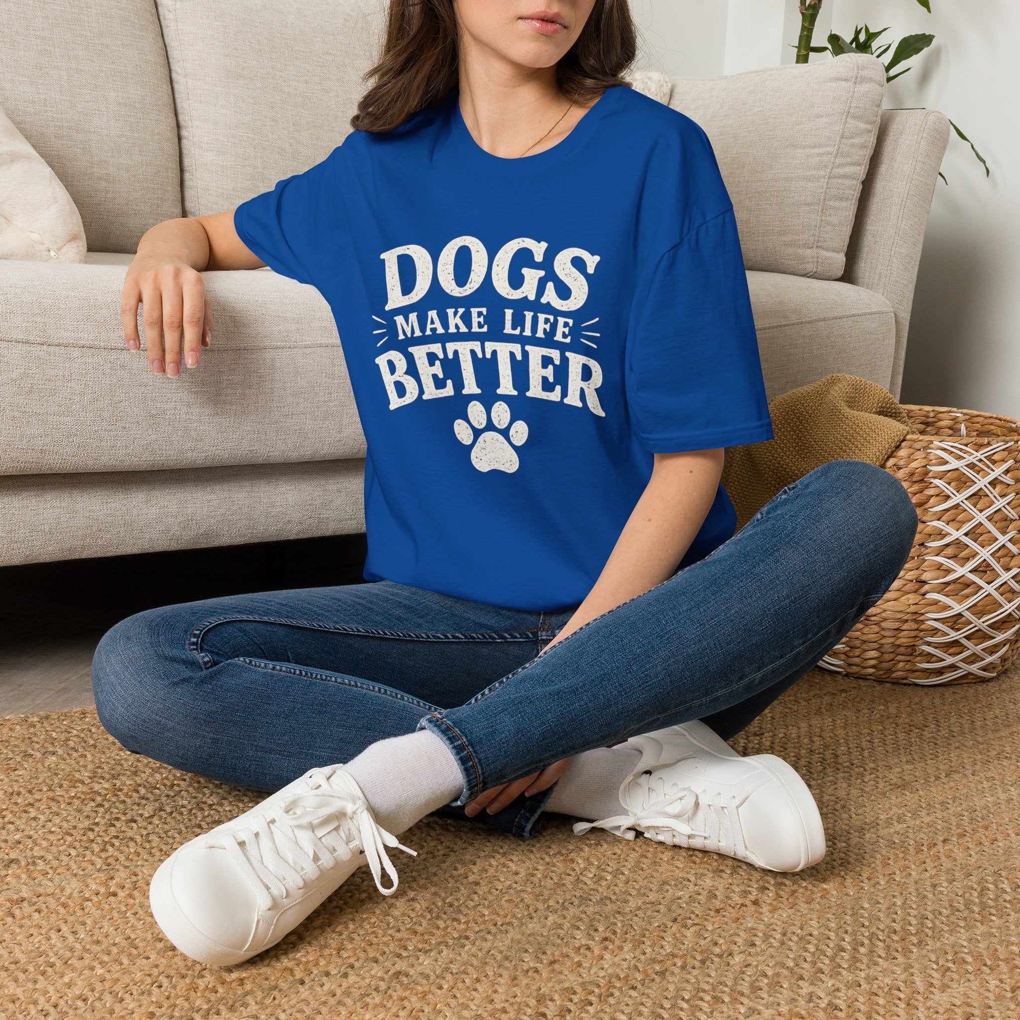 Dogs Make Life Better T-Shirt — Paw Print Dog Lover Tee
