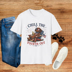 Patriotic "Chill the Fourth Out" T-Shirt — Relaxed 4th of July Dog Graphic Tee