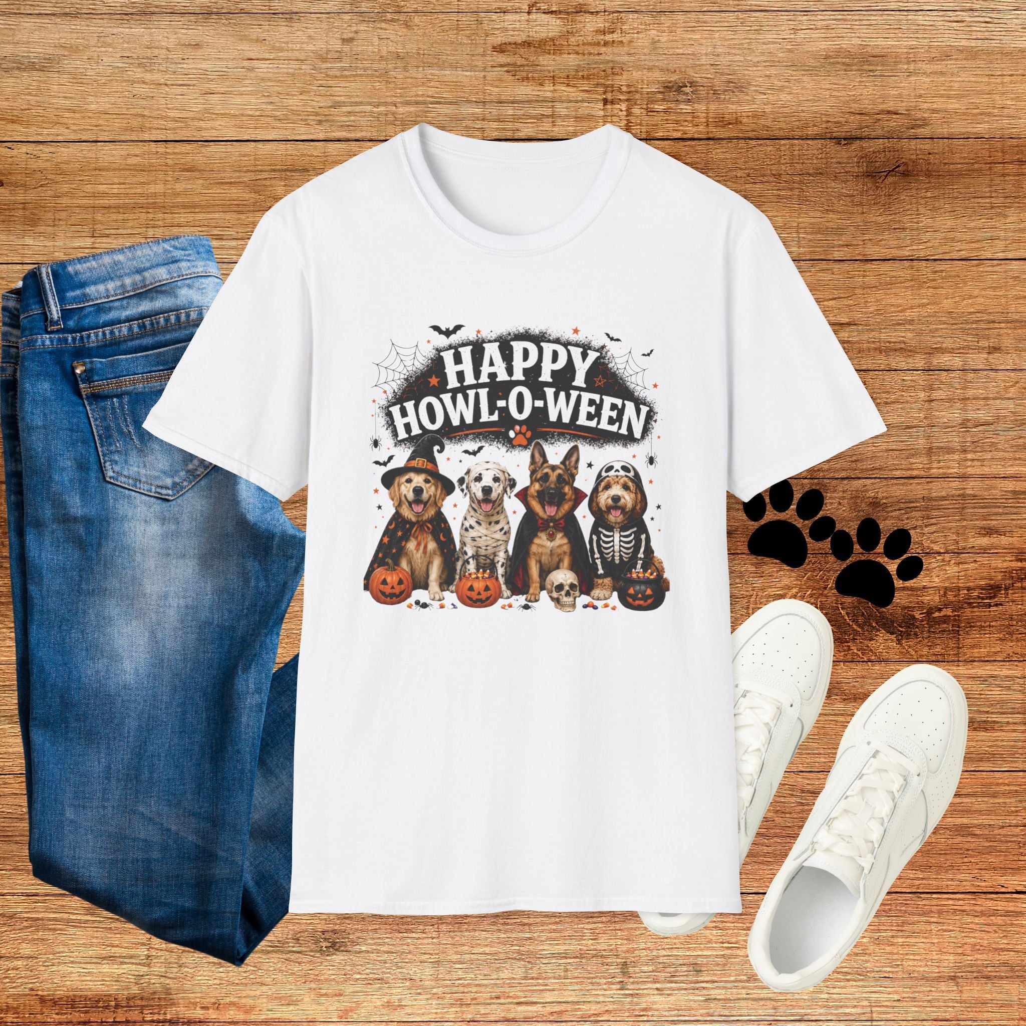Happy Howl-O-Ween T-Shirt — Cute Dogs Halloween Graphic Tee