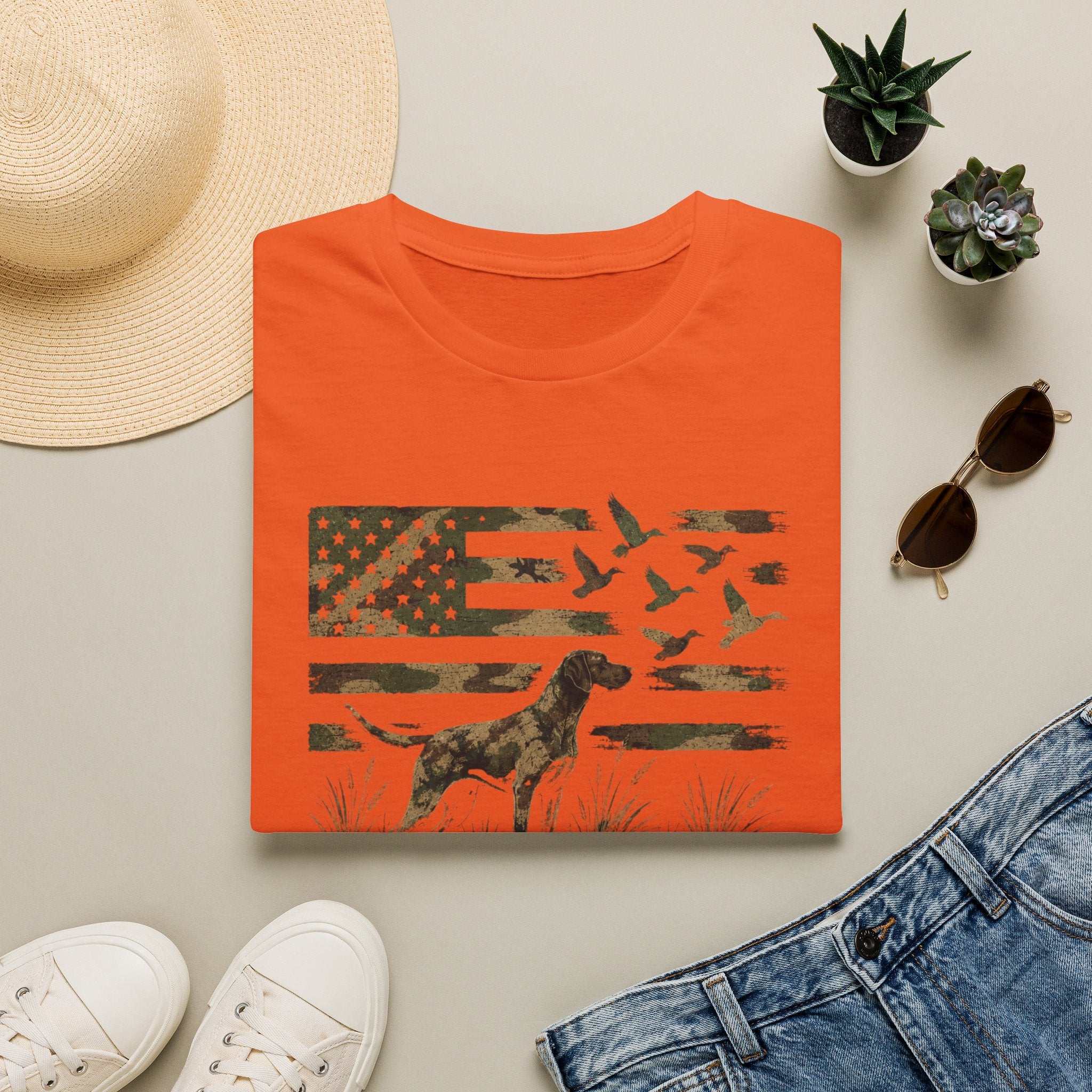 Duck Hunting American Flag T-Shirt — Local Southern Boy Retriever Design