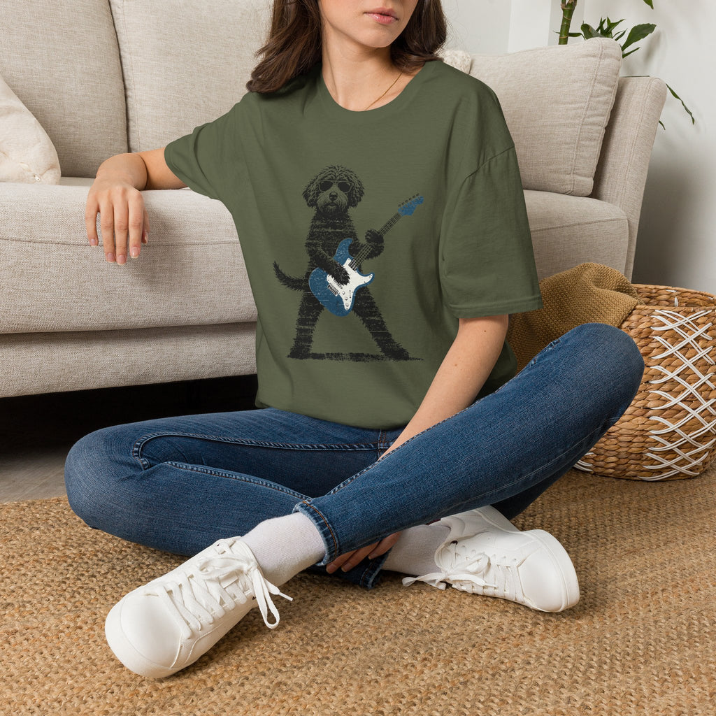 Dog Playing Electric Guitar T-Shirt – Cute Rocker Puppy Graphic Tee