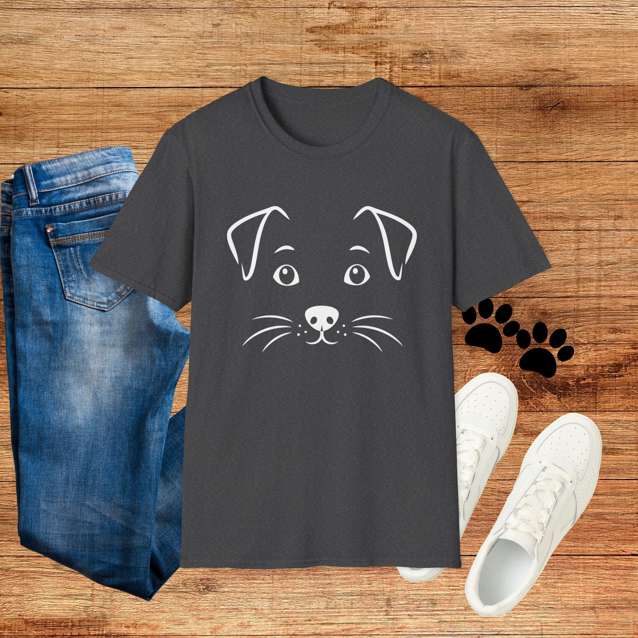 Cute Puppy Face T-Shirt — Minimal Dog Graphic Tee for Dog Lovers