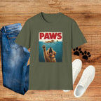 PAWS Dog Parody T-Shirt — Retro Beach Pup Graphic Tee for Dog Lovers