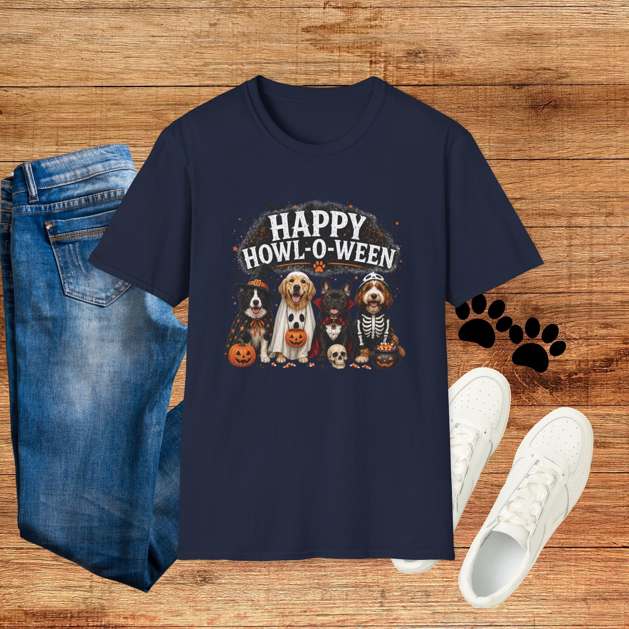 Happy Howl-O-Ween Dog T-Shirt — Halloween Puppy Costume Tee