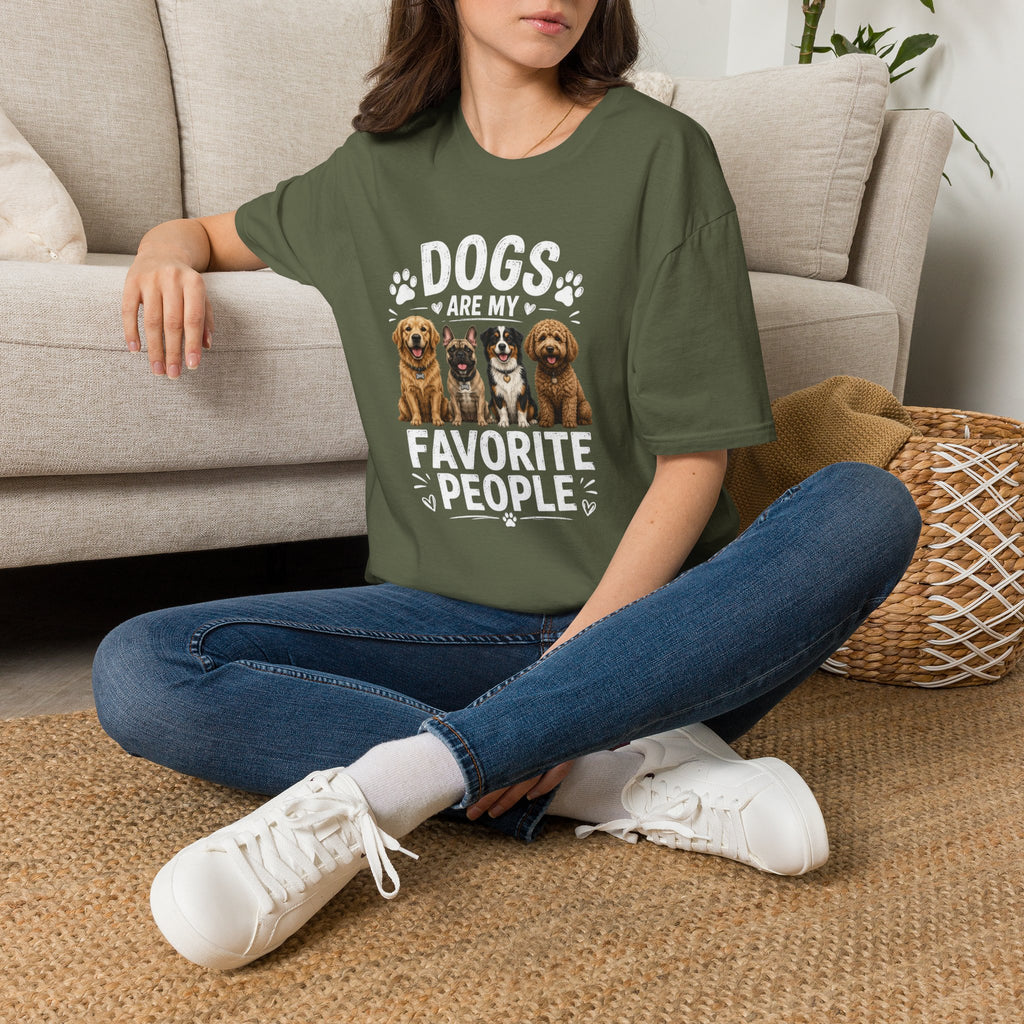 Dogs Are My Favorite People Cute Paw Print Dog Lover Tee