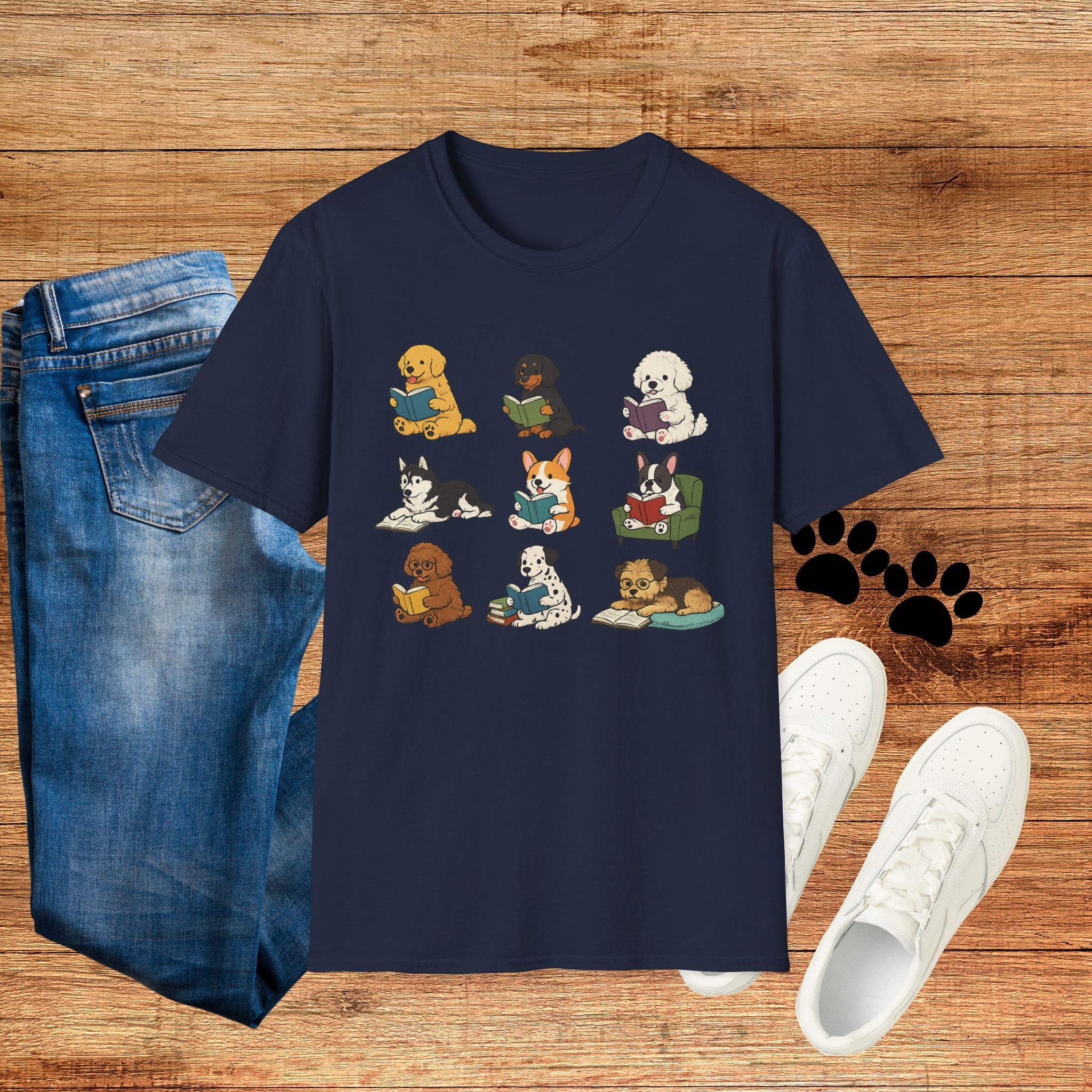 Reading Dogs T-Shirt — Cute Puppy Book Club Graphic Tee