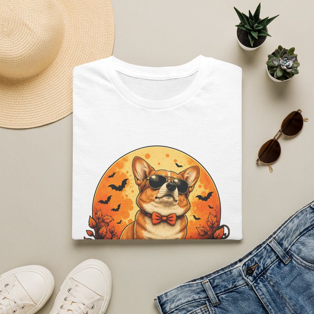 Halloween Corgi Tee — Cool Sunglasses Dog on Pumpkin Graphic T-Shirt