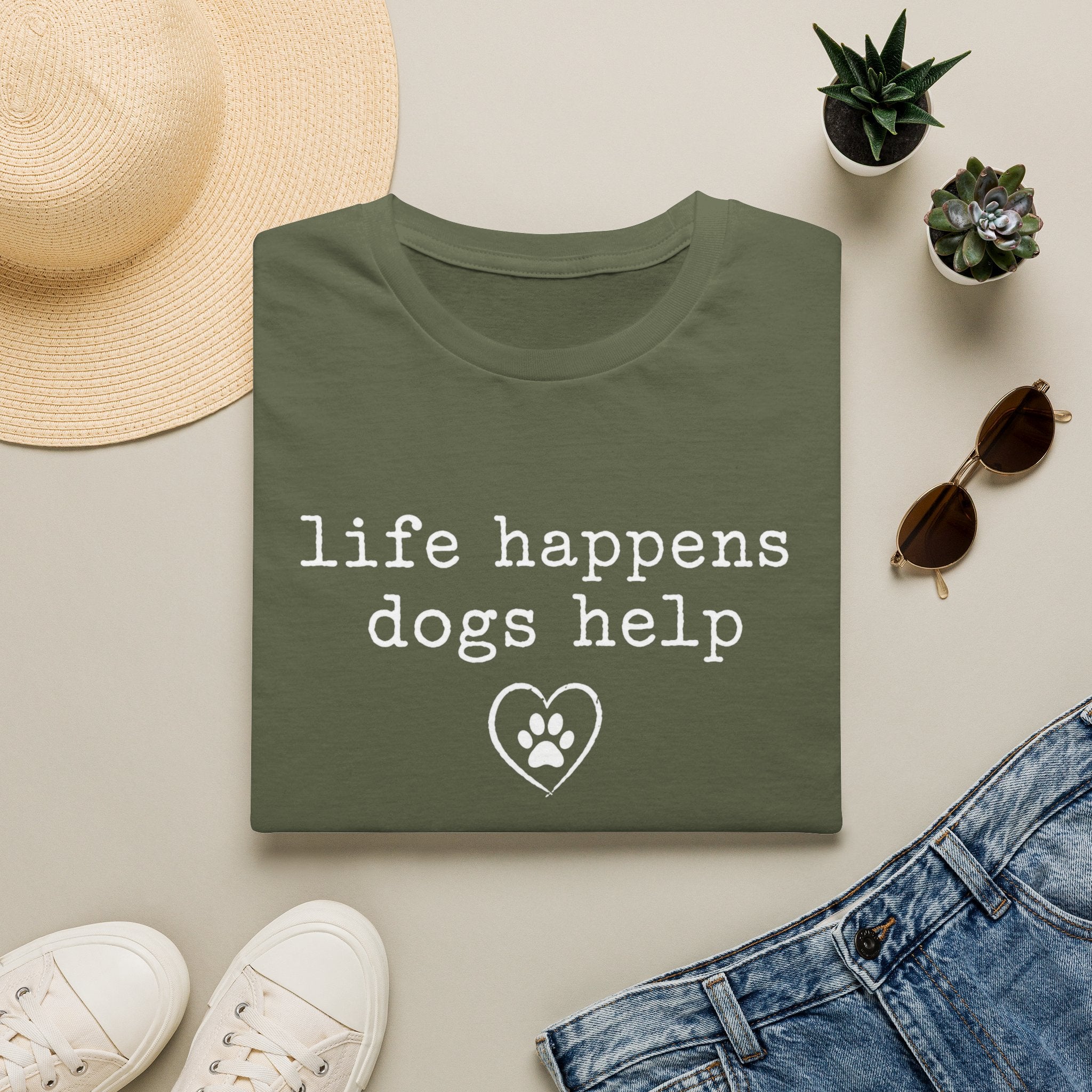 Life Happens Dogs Help Minimalist Dog Lover Tee