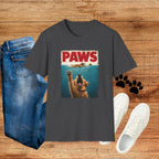 PAWS Dog Parody T-Shirt — Retro Beach Pup Graphic Tee for Dog Lovers