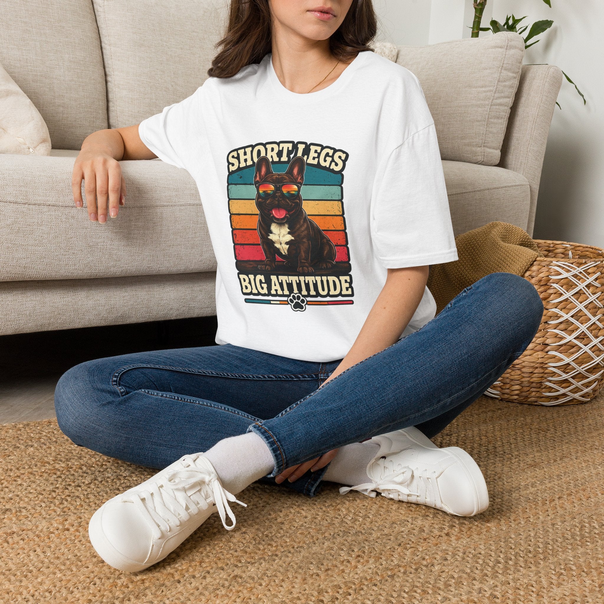 Short Legs Big Attitude T-Shirt — Retro French Bulldog Graphic Tee