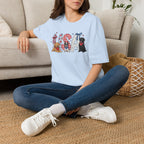 USA Patriotic Dog T-Shirt — Red White Blue Lettering with Labrador & Puppy Design